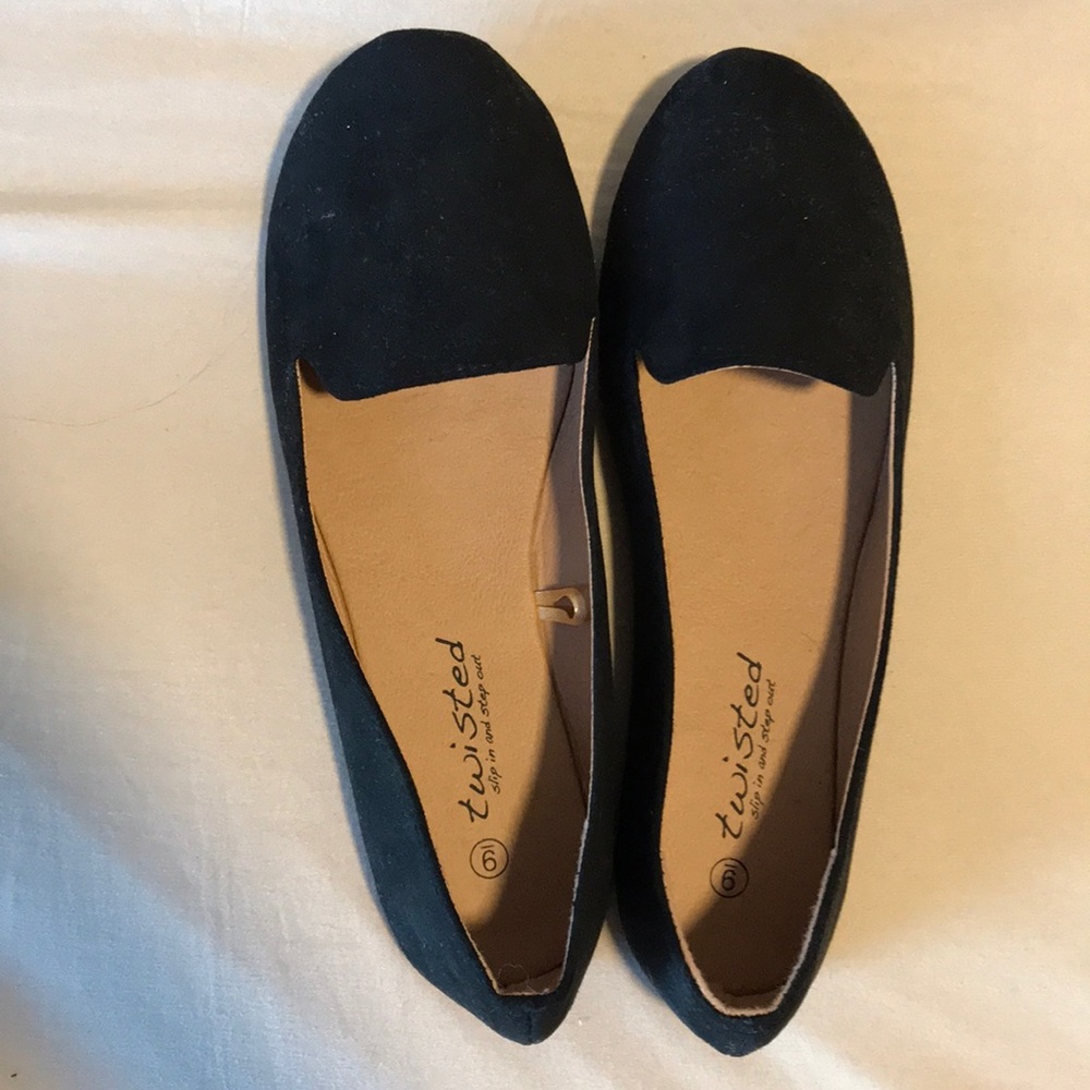 Twisted Faux Suede Smoking Slipper Flats